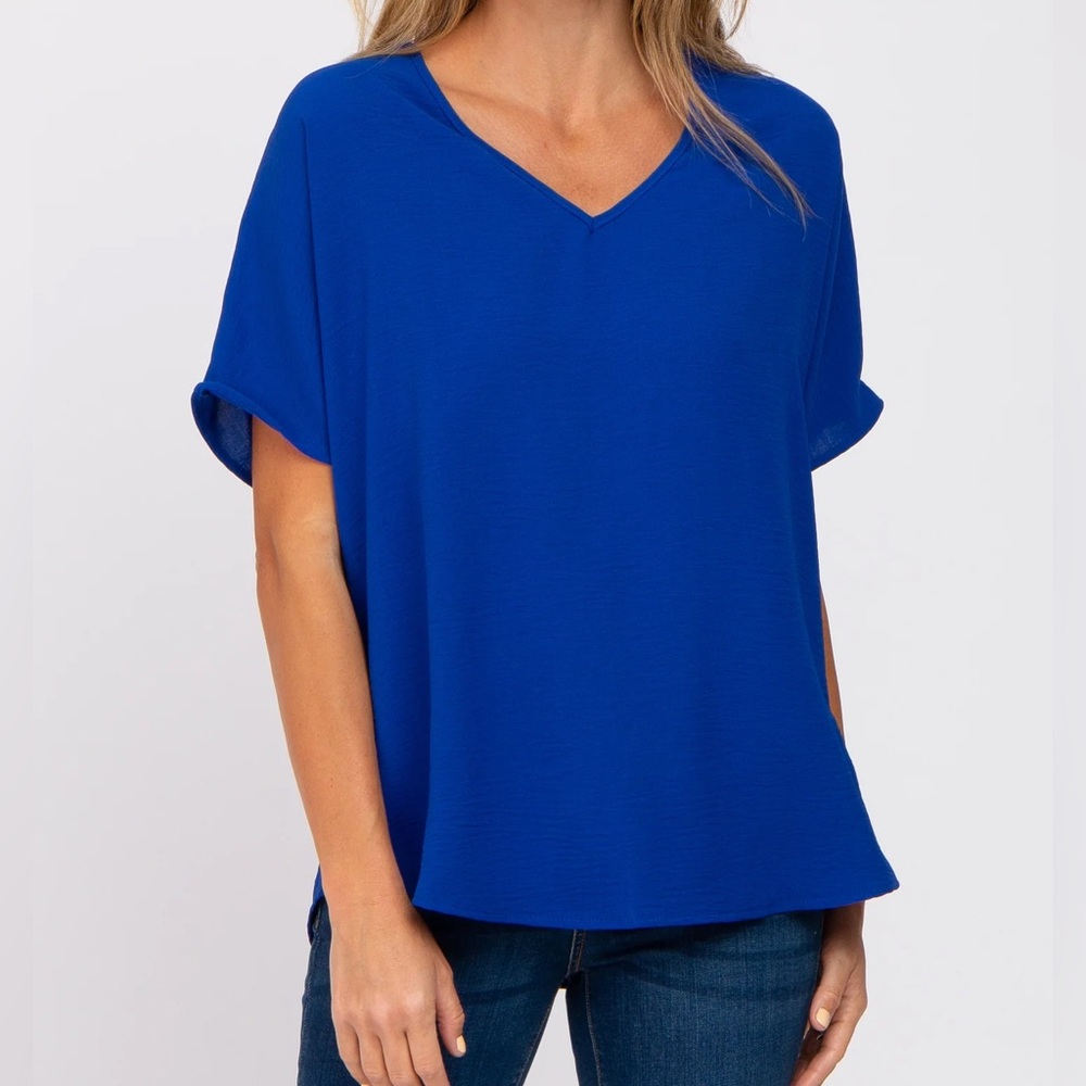 Lush V-Neck Royal Blue Shirt